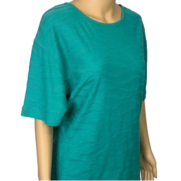 Vintage Blast Womens XL 2-Piece Aqua Turquoise Short Sleeve Blouse Shorts Outfit - Picture 5 of 13